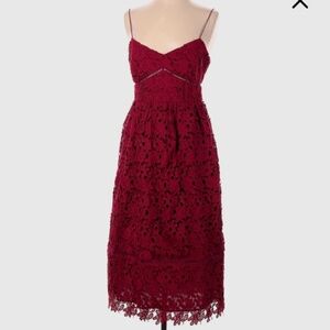 Club Monaco Red Lace Midi Dress